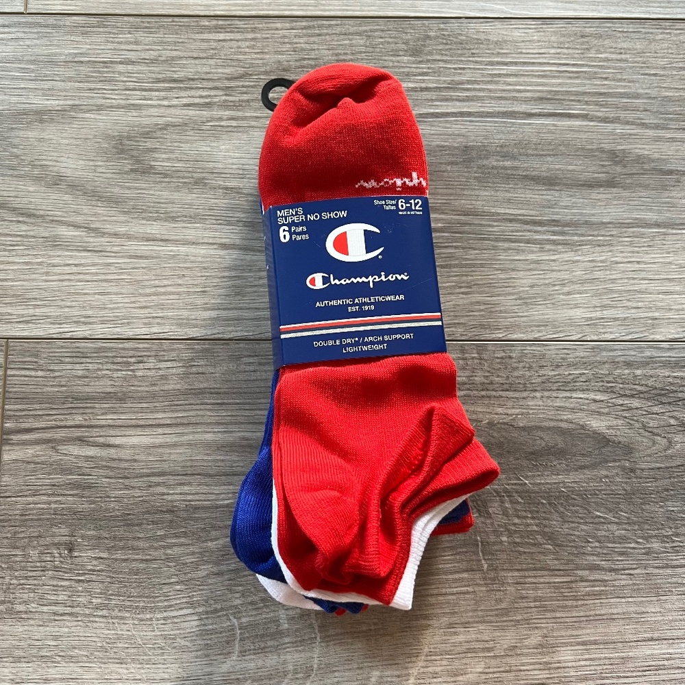 6 Pair champion Men Cushion Double dry Arch No Show Socks Large size 6-12